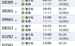 北海至阜阳班车时刻表（北海到阜阳的火车时刻表）