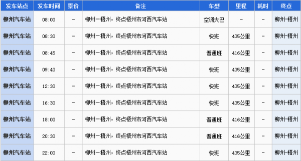 柳州去梧州的班车时刻表（柳州至梧州汽车快班有几班）-图1