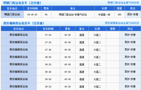 西安到安康班车时刻表（西安到安康班车时刻表和票价）-图1