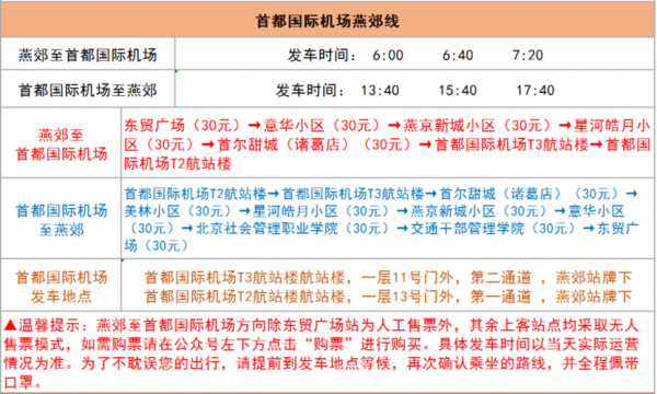 燕郊机场班车时刻表（燕郊机场大巴站点表）-图1