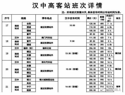 汉中高铁站班车时刻表（汉中高客站班车时刻表）-图2