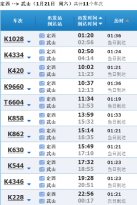 武山到定西的班车时刻表（武山到定西的火车票查询）-图1