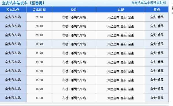 省站到宝安班车时刻表查询（宝安汽车站到广州省汽车站时刻表）-图2