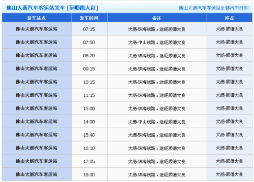 顺德至南海班车时刻表（顺德到南海）-图1