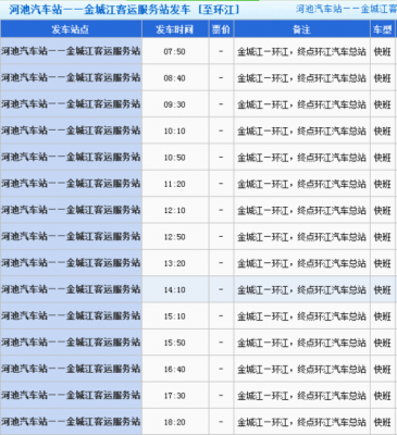 金城江最晚班车时刻表（金城江汽车站时刻表）-图1