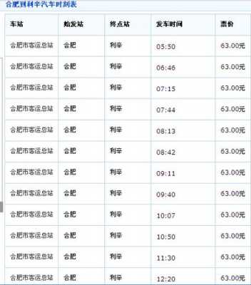 利辛到合肥的班车时刻表（利辛到合肥的客车终点站在哪）-图1