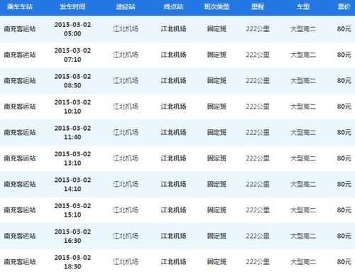 重庆机场到南充班车时刻表（重庆机场到南充客车时刻表）-图3