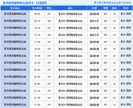 景洪班车客运站时刻表（景洪班车客运站时刻表和票价）-图2