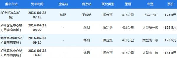 绵阳至泸州班车时刻表（绵阳到泸州汽车票查询）-图1