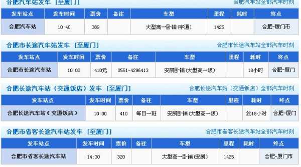 厦门到合肥班车时刻表查询（厦门到合肥火车站时刻表）-图2