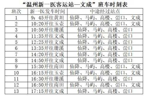 文成班车时刻表（文成车站时刻表）-图3