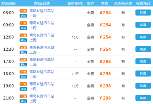 上海到青岛的班车时刻表（上海到青岛的汽车时刻表和票价）-图1