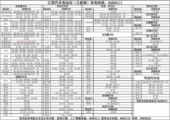 江阴客运便捷班车时刻表（江阴客运站班次）-图1