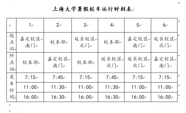 上海大学班车时刻表（上海大学校车站点）-图1