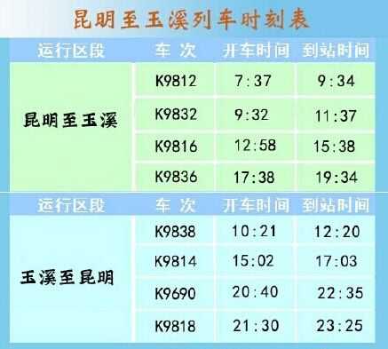 昆明到玉溪班车时刻表查询（昆明到玉溪班车时刻表查询结果）-图1