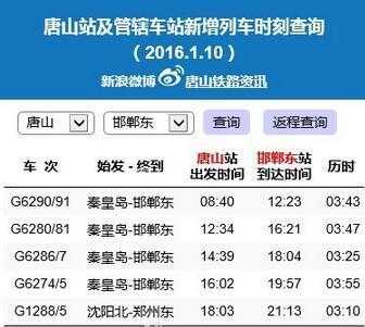 邯郸至唐山班车时刻表（邯郸到唐山站列车时刻表）-图2