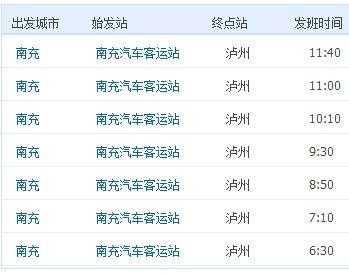 南充泸州班车时刻表（南充到泸州组合车电话）-图2