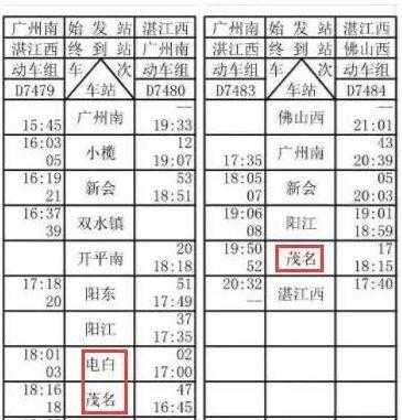 信宜到湛江南站班车时刻表（信宜至湛江）-图1