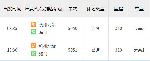 海门至杭州班车时刻表（海门客运站到杭州站大巴）-图1