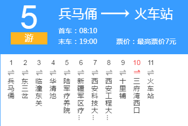 西安游5专线班车时刻表（西安游5公交车路线时间表）-图1