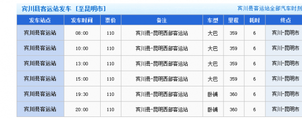 宾川到昆明班车时刻表（宾川到昆明的班车时间）-图1