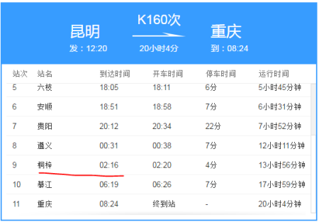 桐梓到昆明班车时刻表（桐梓到昆明的火车票）-图1