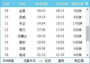 乌鲁木齐到北京班车时刻表（乌鲁木齐市至北京）-图1
