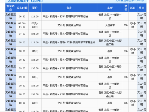 文山至兴义班车时刻表（文山到贵州兴义的汽车票价）-图1