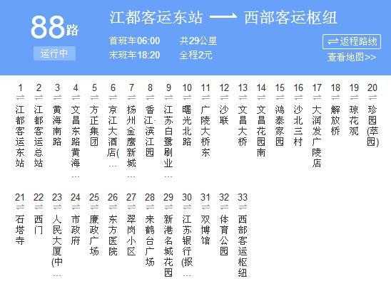 扬州88路晚班车时刻表（扬州88路晚班车公交路线）-图1