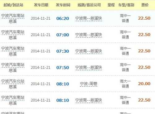宁波到余干班车时刻表（宁波至余干司机电话）-图1