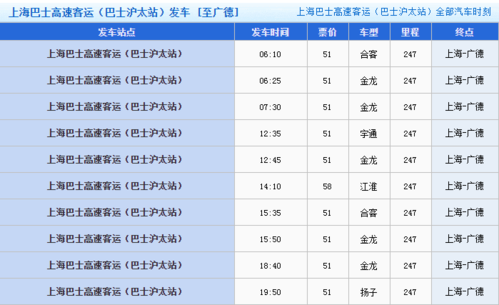 广德县的班车时刻表（到广德的汽车）-图1