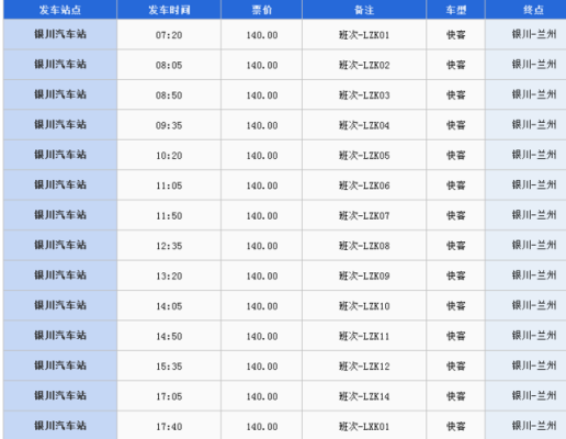 银川兰州班车时刻表（银川兰州大巴时刻表）-图3