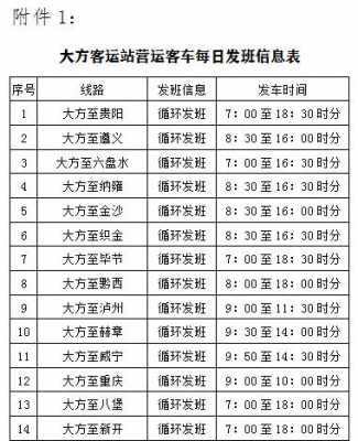 大方班车站时刻表（大方客运站订票电话）-图1