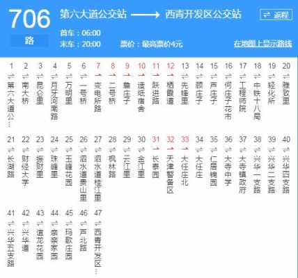 706班车时刻表天津（天津公交706末班车时间表）-图1