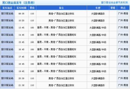 窖口到贵港班车时刻表（窖口客运站在哪）-图1