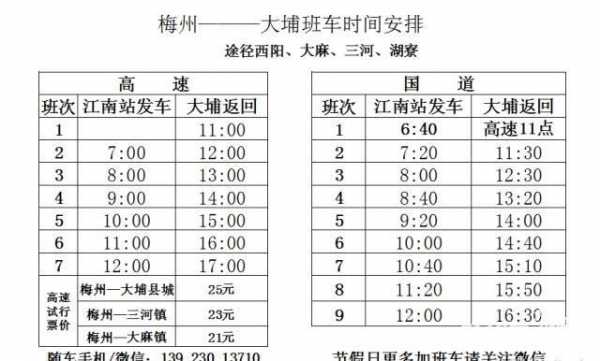 大埔到梅州高速班车时刻表（大埔到梅州西高铁站班车）-图2