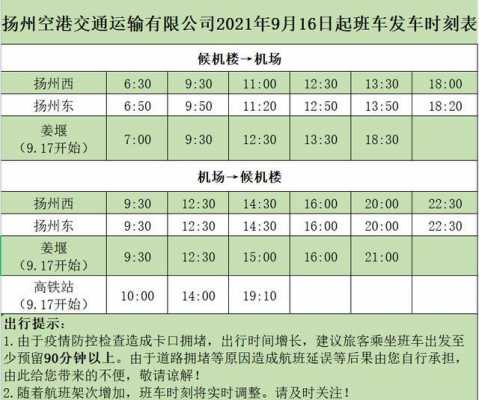 扬州泰州机场班车时刻表（扬州泰州机场大巴时刻表查询）-图1