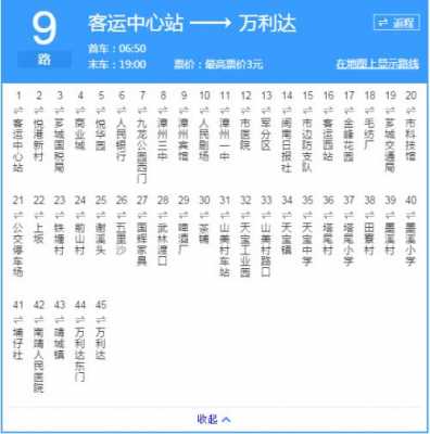 漳州9晚班车时刻表（漳州9路车公交路线时间表）-图2