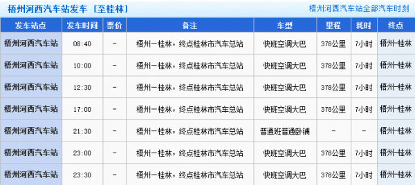 桂林梧州班车时刻表（梧州至桂林班车时间）-图2