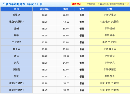 平泉班车站发车时刻表（平泉汽车站发车时刻表）-图2