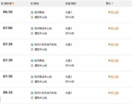 杭州到普陀的班车时刻表（杭州到普陀的班车时刻表和票价）-图3